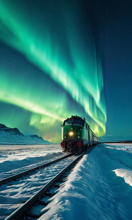 cinematic still ((masterpiece, best quality, high quality, highres, ultra-detailed)), ,a moving train background of the northern lights, shot from ground, (deep blue sky:1.2), white glow, mystic halo, (long range view:1.1), holographic effect, oil painting, nicola samori, desolation, painted world style, against the background of the a moving train, blue sky, sunny day, epic clouds, (best quality, 8K, high resolution, extreme detail, outstanding composition:1.4), art by Jeremy Mann, god rays, dramatic light, (oxygen-rich air and sheltered atmosphere, , aesthetic of hard - edge painting:0.1) . emotional, harmonious, vignette, 4k epic detailed, shot on kodak, 35mm photo, sharp focus, high budget, cinemascope, moody, epic, gorgeous, film grain, grainy, High Fashion, ((masterpiece, best quality, high quality, highres, ultra-detailed)), ,a moving train background of the northern lights, shot from ground, (deep blue sky:1.2), white glow, mystic halo, (long range view:1.1), holographic effect, oil painting, nicola samori, desolation, painted world style, against the background of the a moving train, blue sky, sunny day, epic clouds, (best quality, 8K, high resolution, extreme detail, outstanding composition:1.4), art by Jeremy Mann, god rays, dramatic light, (oxygen-rich air and sheltered atmosphere, , aesthetic of hard - edge painting:0.1), dynamic, dramatic, haute couture, elegant, ornate clothing, High Fashion, epic cinematic shot of dynamic ((masterpiece, best quality, high quality, highres, ultra-detailed)), ,a moving train background of the northern lights, shot from ground, (deep blue sky:1.2), white glow, mystic halo, (long range view:1.1), holographic effect, oil painting, nicola samori, desolation, painted world style, against the background of the a moving train, blue sky, sunny day, epic clouds, (best quality, 8K, high resolution, extreme detail, outstanding composition:1.4), art by Jeremy Mann, god rays, dramatic light, (oxygen-rich air and sheltered atmosphere, , aesthetic of hard - edge painting:0.1) in motion. main subject of high budget action movie. raw photo, motion blur. best quality, high resolution, ((masterpiece, best quality, high quality, highres, ultra-detailed)),,a moving train background of the northern lights, shot from ground, (deep blue sky:1.2), white glow, mystic halo, (long range view:1.1), holographic effect, oil painting, nicola samori, desolation, painted world style, against the background of the a moving train, blue sky, sunny day, epic clouds, (best quality, 8K, high resolution, extreme detail, outstanding composition:1.4), art by Jeremy Mann, god rays, dramatic light, (oxygen-rich air and sheltered atmosphere,, aesthetic of hard - edge painting:0.1), perfect symmetry