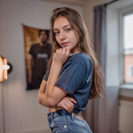 RAW photo, standing girl, long hair