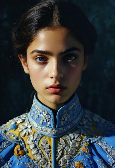 Persian Girl,against glass,(Low-Key Portraits by Vicky Roy and Dino Pedriali:1.2), (aesthetic of symbolism with radicalized atmosphere:0.5), (Infrared Photography by Sally Soames and Pauline Kruger Hamilton:1.2), Russian national costume,,boleum \(dgrpluna\), f/4, daring, high dynamic range, (center composition, symmetry composition:0.1), (ebony and muted colors:0.1) <lora:MJ52:0.5> <lora:- SDXL - vanta-black_contrast_V3.0:0.5>blackf/1.4, rule of thirds, iconoclastic opus magnum with unparalleled details, (electricblue and unique colors:0.1), <lora:MJ52:1.0>(masterpiece, best quality:1.4), perfect body parted lips, , detailed skin,model photoshoot,photography by (Muriel Angelus:1.3), modelshoot, pose, , award winning photo macro shot of a beautiful A minimalist and modern design portraits of a beautiful woman, one eye covered in an artistic black band in bold white, blue or yellow colors, set against a stark white background. This graphic representation symbolizes beauty through visual simplicity and minimalistic elements. (Motion Blur Photography by Sarah Charlesworth and Andres Serrano:1.2), award-winning photography, aesthetic, carefully designed details, clear scene, f/22, symmetry and balance, unprecedented, selective color,  Ultra High Resolution, wallpaper, 8K,Rich texture details, hyper detailed, detailed eyes, detailed background, dramatic angle, epic composition, SimplepositiveXLv1 , , solo, model photoshoot,, a stylish girl,