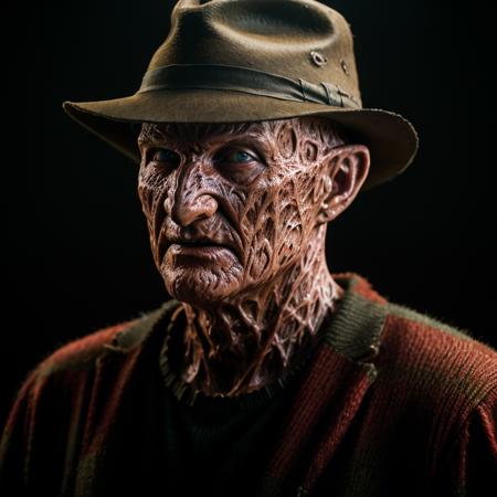 cinematic film still of  <lora:freddy krueger 1984 SD1.5:1.2>
Freddy Krueger a man with a hat from A Nightmare on Elm Street movie, shallow depth of field, vignette, highly detailed, high budget, bokeh, cinemascope, moody, epic, gorgeous, film grain, grainy