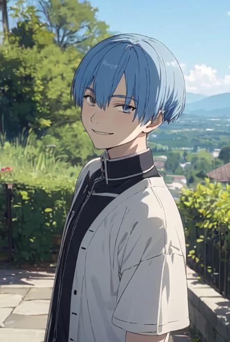 Himmel 1boy, light blue hair, short hair, grey eyes, mole underside of left eye