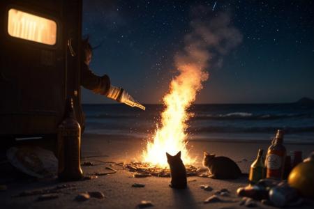 chibi, cute, sparkles,  food, machine, mouse, cat, war,, bullets, gun, rpg, blood, fire, waste, trash, (night beach meteor surface background), building, beer, vodka, whiskey, scotch, blood, fight, ((((drunk)))), journal cover, text, (((big text)))
drbrdby4646546b456453b63b