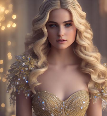 (Cinematic Photo:1.3) of (Masterpiece:1.3) A portrait of a (Belle) princess woman beautiful, dress crystal crystallized yellow pastel ornate drops transparent, hair blonde, fantasy, Medieval, epic hyper-detailed masterpiece ultra-wide, cinematic still, glamour hyper shoot, bokeh, pre-raphaelite, photo, realistic, octane render, 35 mm, photography, 8k resolution, 8 k, cinematic lighting,