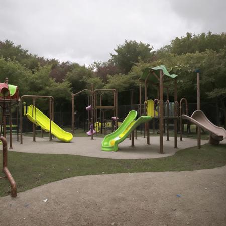 <lora:liminalspaces2:1>,  liminalspaces, 

A deserted, overgrown playground, with rusted swings and slides creaking in the wind. The sense of nostalgia and decay is palpable, as the camera lingers on the abandoned toys and equipment.