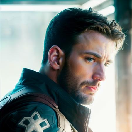 portrait of chrisevans person as captain america, shirtless, in blade runner, professional photography, cloudport, huang-guang-jian,  <lora:chrisevans_6150:1>