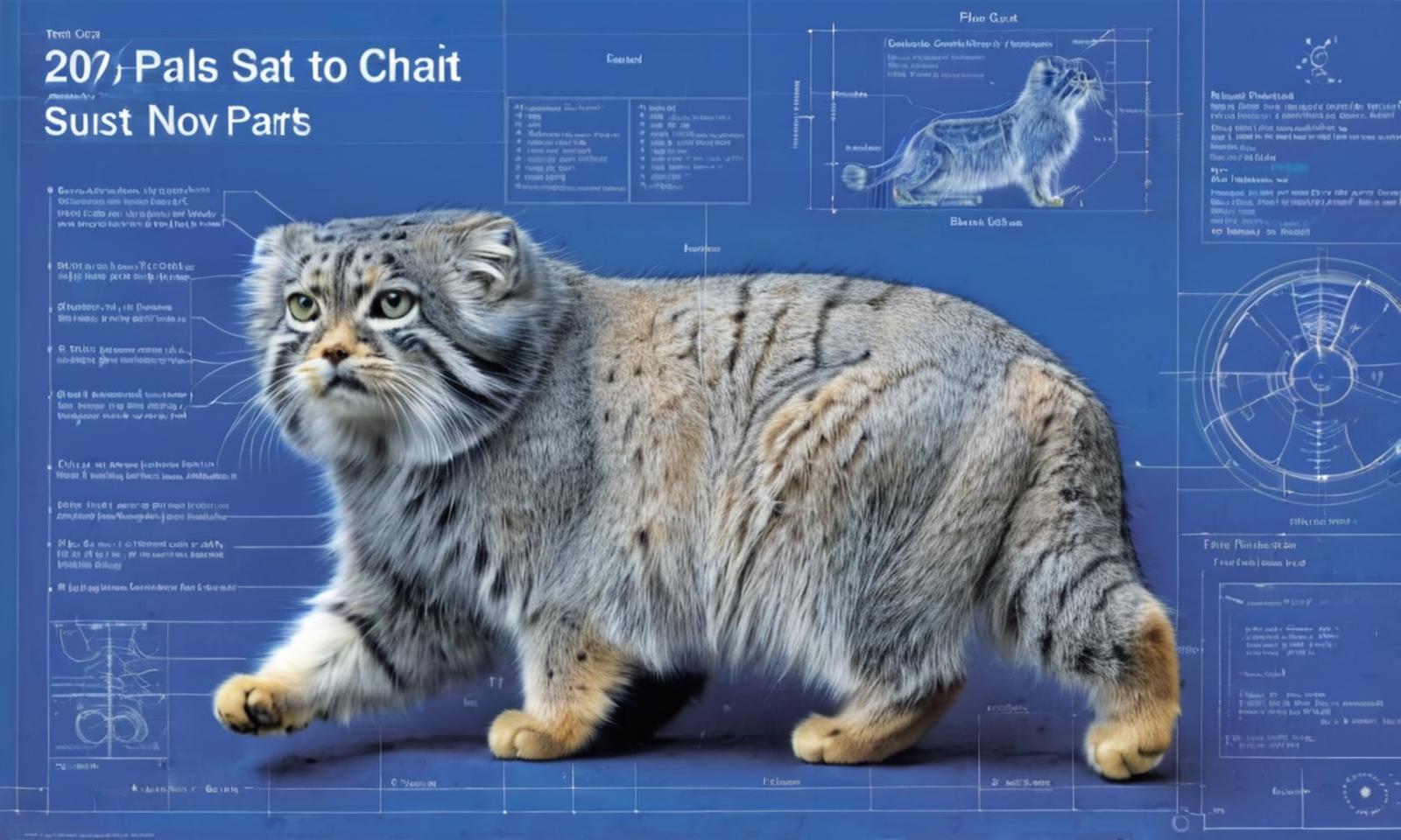 A Chai cat is shown in a blue background with a drawing of a cat on the side.