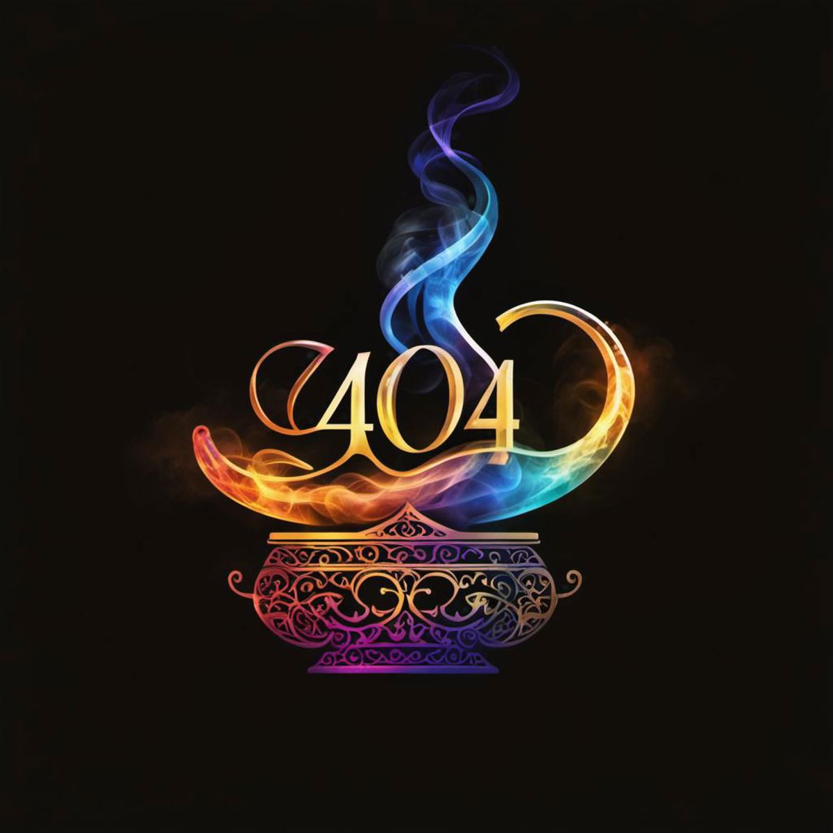 A Rainbow-colored 404 Error Lamp with Smoke.