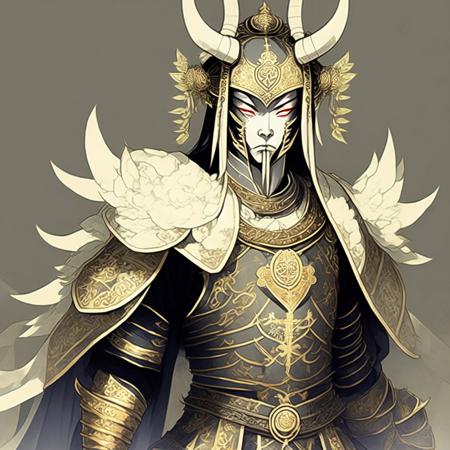 anime rendition of Shogunate Period Demon in Edo style Armor (OniShogunate style:1) <lora:djzOniShogunate:0.8)