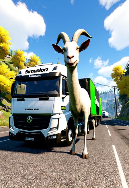 1animal, goat simulator, goat simulator 2, goat simulator 3, Euro Truck Simulator 2, masterpiece, best quality, absurdres, 4k, GeForce RTX 4090,