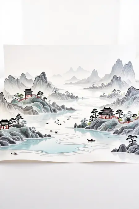 DP_Three-Dimensional Ink-Wash Paper Art_Landscape Scene Creation