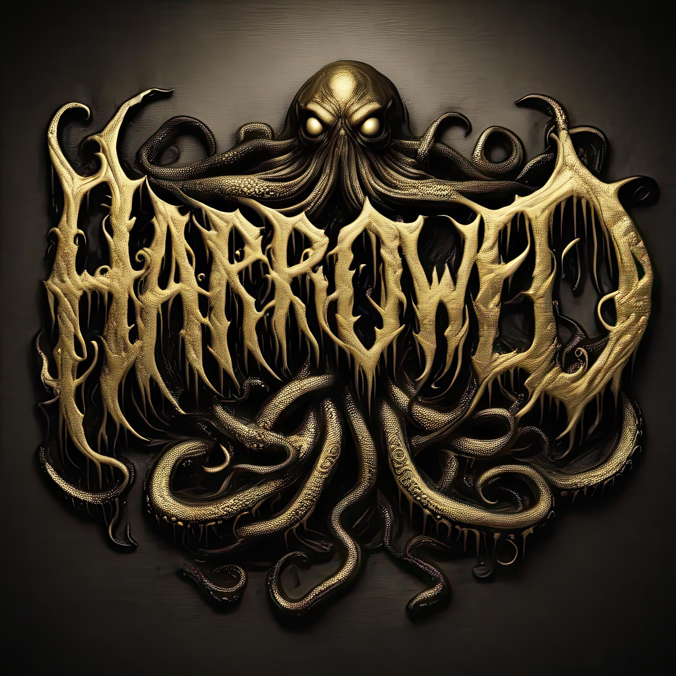 A monster logo for the name Harrowed.