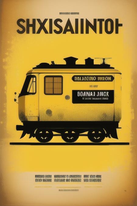 ((masterpiece)), best quality
MinimalistPoster, banana mix with train, english text,yellow theme,