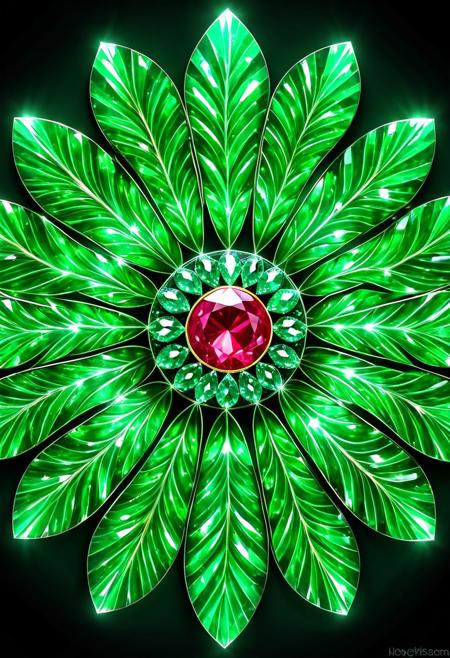 (ruby gem center ,(emerald gems at sides:1.7):1.3) shaped like leafs ,plant like jewel, geometric, kaleidoscopic, reflective light, clean, smooth, spiral background ,light sparks, glass shiny, sparkle, symmetrical, glowing
kaleidoscopic, reflective light, clean, smooth, spiral background
,light sparks, glass, 
aesthetic, masterpiece, beautiful, elegant, award winning, absurdres, hdr, best quality, hyper detailed, 
shiny, sparkle, symmetrical