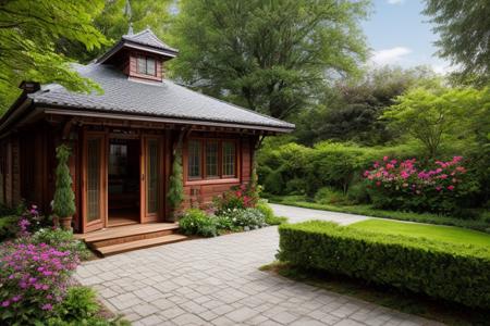 Exterior design, cozy looking garden house in city,
amazing fine detail, rich colors, lifelike texture, nikon d850, film stock photograph, (sharp:0.7)