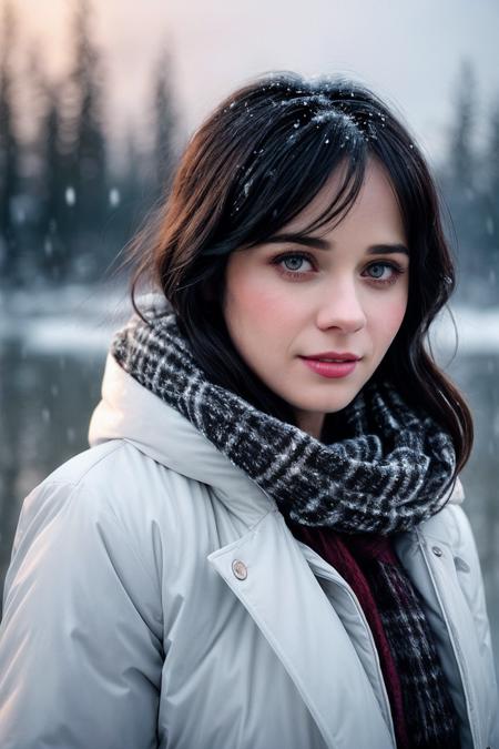 ZooeyD_SoloTI_v1,
(happy,smile), (In layers of heavy, fur-lined clothing with a thick scarf and insulated gloves, for a look of warmth and resilience), (A snow-covered landscape, with icy winds howling and frost clinging to every surface, an atmosphere of biting cold and harsh survival:1.3), (seductive:1.3),(analog, cinematic, film grain, hazy atmosphere, cinematic shot:1.3), 
 <lora:add_detail:0.6>, PA7_Portrait-MCU,