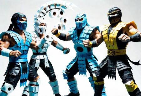 mortal kombat fight <lora:ral-toiletpaper-sdxl:1> made of ral-toiletpaper