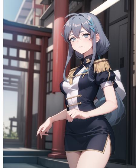cheng lixue miniskirt military uniform ponytail