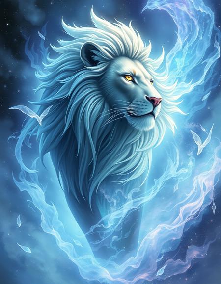 ethereal fantasy concept art of Lion, anime, . magnificent, celestial, ethereal, painterly, epic, majestic, magical, fantasy art, cover art, dreamy