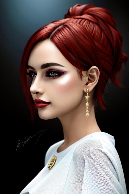 anime style, (masterpiece, best quality, ultra-detailed, highres), perfect face, sidelighting, lustrous skin,(bloom), (shine), lighting, ray tracing, sci-fi, city, outdoor, 1girl, solo, breasts, green eyes, red hair, lipstick, large breasts, gloves, makeup,  lips,  rainbow hair, long hair, signature, red lips, smile, upper body, holding, looking at viewer, depth_of_field, very detailed background, highly detailed background, Masterpiece, Ultra detailed, great composition,Dynamic angle,[Bottle bottom],(wide shot), extremely delicate and beautiful,(Highest picture quality), (Master's work), (fantasy), depth of field, solo,Beautiful girl,extreme light and shadow, masterpiece, rich in detail, (fine features), (highest quality), (masterpiece), (detailed eyes), (beautiful) detailed girl,beautiful detailed eyes,(straight-on), full body,(extremely detailed CG unity 8k wallpaper),(masterpiece), (best quality), (ultra-detailed), (best illustration),(best shadow), perfect lighting , perfect anatomy, solo, close to camera , pov   <lora:DuskfallArt:.6>