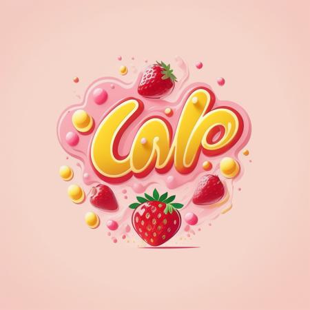 a simple modern cartoon style professional quality vector logo for Strawberry Champagne using lots of pink and other bright candy flavor colors champagne splashing and fruit juice with bubble letters 8k agency quality graphic design branding <lora:splashes_v.1.0:0.9>