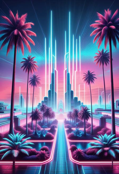 (masterpiece, best quality, high quality), oil painting, wide angle, A Vaporwave-inspired scene with retro-styled elements, surreal colors, and digital nostalgia. Futuristic cityscape with neon lights, palm trees, and 80s architecture. Pastel pink, blue, and purple palette for dreamy atmosphere. Glowing grids, glitch effects for a digital touch. Surreal and nostalgic vibe, Vaporwave aesthetic, neon aesthetics, retro-futurism, dreamlike scenery, 80s inspiration, cyberpunk influence, digital art, pastel colors, vibrant hues, nostalgic elements, surrealistic design, whimsical composition, glitch art, futuristic landscape, artistic interpretation, visual experimentation
<lora:DonM3t3rn1tyXL-v1.1:0.7>, DonM3t3rn1tyXL,
OverallDetailXL  <lora:MJ52:0.3>  <lora:SDXLFaeTastic2400:0.4>  <lora:EpicF4nta5yXL:0.7>