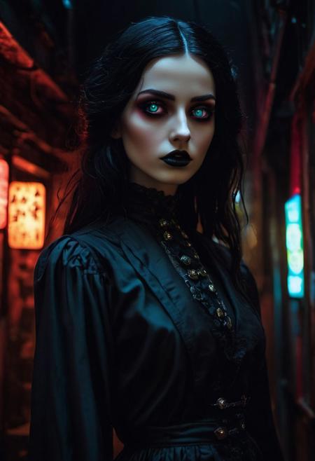 Persian color palette , Persian art, Persian girl, Persian, Iranian, Iran,Neon noir  accent lighting, soft volumetric light , soft scattered light,(dramatic light:1.2), (neutral colors:1.3) Haunted doll collector :: pallid porcelain skin, obsidian black button eyes, tattered Victorian attire :: in a macabre, Tim Burton-esque world with eerie ambient lighting, a blend of horror surrealism and gothic anime, envisioned by the temporary artist, Liora <lora:WB2.2:1> . Cyberpunk, dark, rainy streets, neon signs, high contrast, low light, vibrant, highly detailed