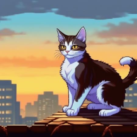 a 2d animal pet fighting game with 1 Cute pet cat (animal), fighting other fighter, Los Angeles city night background<lora:sf3-style:0.8> sf3 style, gorgeous graphics, breathtaking visuals, extremely detailed sprites