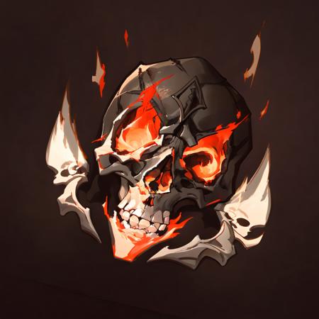 masterpiece, best quality, 
white background, simple background, 
no humans, 
game icon, <lora:yuan_icon_any_03-000008:0.9>, hell theme, skull, fire effect,