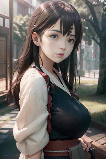 iks_akagi, 1girl, solo, beautiful girl, masterpiece, (photorealistic:1.4), best quality, beautiful lighting, outdoors, realistic, (extremely detailed CG unity 8k wallpaper), intricate, High Detail, Sharp focus, dramatic, RAW photo, 8k uhd, film grain,n
<lora:AkagiKancolle_V10:0.8>