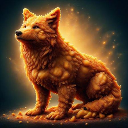 DFC, wolf made of deep fried & crispy on forest , best quality