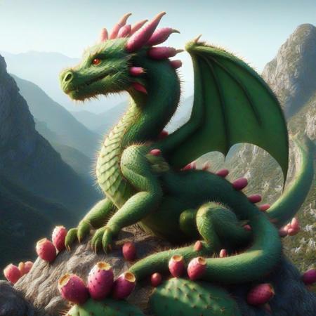 dragon in a mountain  <lora:Prickly Pear Style v1:1>, Prickly Pear Style,