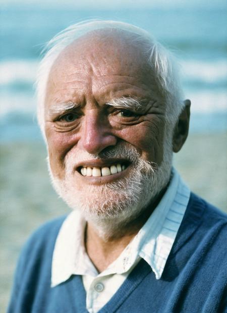 analog style, modelshoot style, photo of beautiful sks person, hyper realistic photograph, detailed face,film grain, Kodak portra 800, f1.8, intricate, at the beach, <lora:locon_harold_v1_from_v1_64_32:1.3>