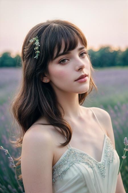 AshleyG_SoloTI_v1,
(In a flowing dress of soft lilac chiffon, adorned with delicate lace and adorned with sparkling crystals, for a dreamy and enchanting look),
(Amidst a field of wildflowers in full bloom, where the gentle breeze carries the scent of lavender and the song of birds fills the air, a sense of purity and innocence surrounds the ethereal figure of Lilies:1.3),
(seductive:1.3),(analog, cinematic, film grain, hazy atmosphere, cinematic shot:1.3), 
 <lora:add_detail:0.6>,<lora:LowRa:0>, PA7_Portrait-MCU,