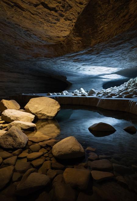 WhiteMold, 
The singing river and the wise rock.
installation, light, architecture, sculpture