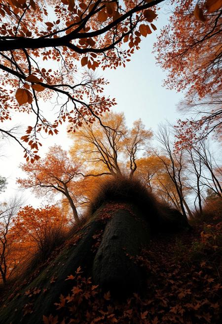 Award winning photo fall themed amazing composition, photo represening rise above, 8k, photographic, clear photo, perfect simple composition,cinematic color grading, muted colors, without noise, shot on Sony a7 III,
