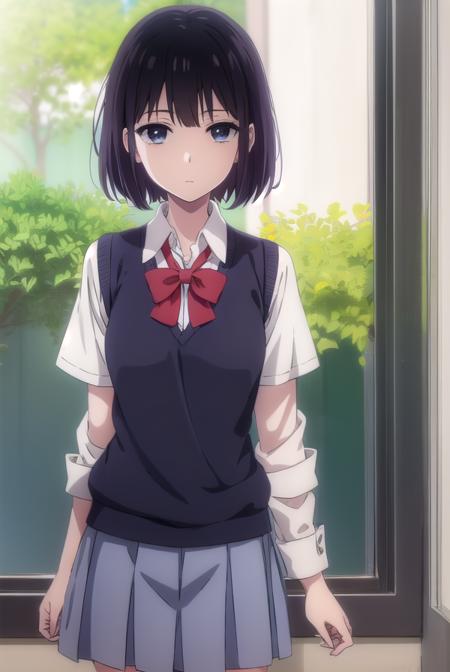 hanabiyasuraoka, <lora:hanabi yasuraoka s1-lora-nochekaiser:1>,
hanabi yasuraoka, short hair, black hair, (black eyes:1.5),
BREAK skirt, bow, school uniform, shoes, socks, bowtie, kneehighs, sweater vest,
BREAK indoors, classroom,
BREAK looking at viewer, (cowboy shot:1.5),
BREAK <lyco:GoodHands-beta2:1>, (masterpiece:1.2), best quality, high resolution, unity 8k wallpaper, (illustration:0.8), (beautiful detailed eyes:1.6), extremely detailed face, perfect lighting, extremely detailed CG, (perfect hands, perfect anatomy),