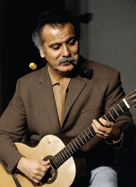 close up, a man with a guitar <lora:brassens:1>