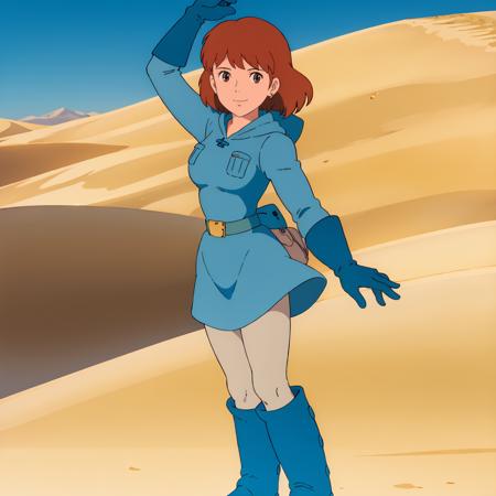 <lora:Nausicaa001:0.7>,
Nausicaa,1girl,
blue jacket,hood,hood down,belt,blue skirt,blue gloves,white_pantyhose,boots,
full body,looking at viewer,smile,
desert,