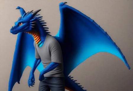 multicolored iris, two tone eyes, two tone iris, ringed eyes, detailed eyes, hazel eyes)), standing, clothes, shirt, pants, small breasts, detailed background,,dragon,male, perfect female, anthro, scalie, solo, looking at the observer, orange neck, blue body, orange countershading, two tone body,in background), green eyes, ((brown eyes, multicolored eyes, multicolored irises,