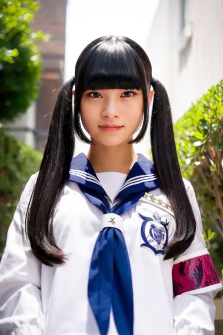 1girl,(wearing a sailor uniform:1.4),(at an alley in Shibuya city center),(RAW photo, best quality), (realistic, photo-realistic:1.4), masterpiece, an extremely delicate and beautiful, extremely detailed, 2k wallpaper, Amazing, finely detail, extremely detailed CG unity 8k wallpaper, ultra-detailed, highres, hard light, gritty and grainy,beautiful detailed girl, extremely detailed eyes and face, beautiful detailed nose, beautiful detailed eyes,cinematic lighting,sunlight,perfect anatomy,smiling, <lora:mizyu_lora:0.7>