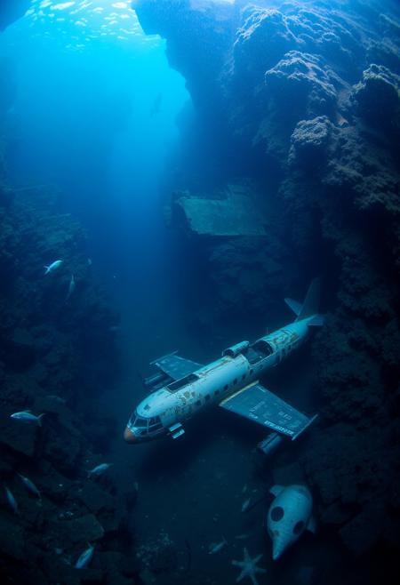 the abyss of the Mariana Trench, the remains of airplanes and ships