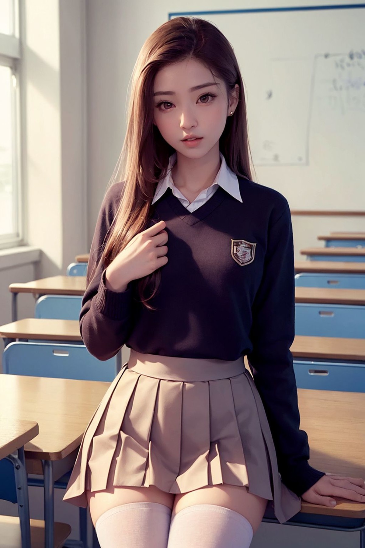 masterpiece, best quality, realistic, ultra-detailed, detailed,1 girl,(asian,idol,solo,collar,thin waist, small size breas...