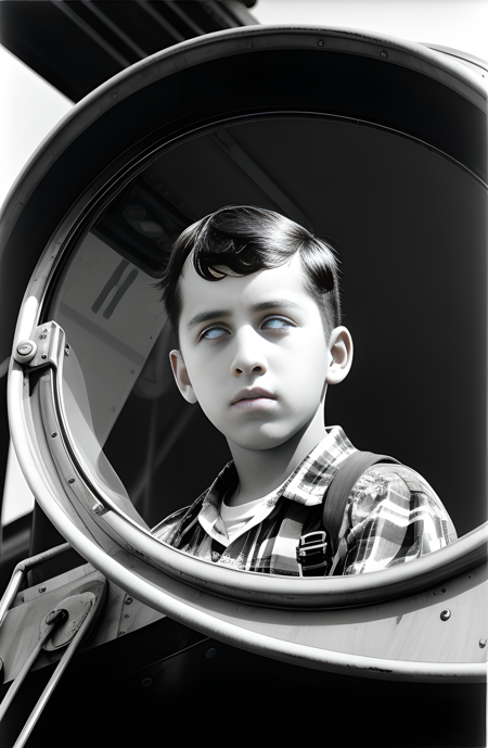 photo of a young man on a ferris wheel, shot by Dorothea Lange