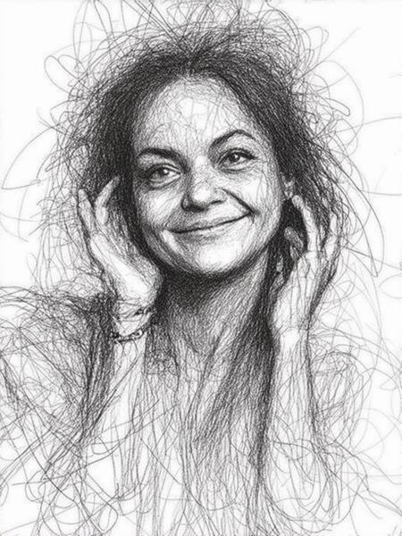 Pencil sketch portrait painting style with messy lines SD3.5&Flux SD3.5L