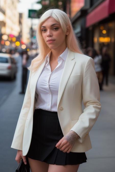 DEN_octokuro_MK2,
walking down Hollywood boulevard, a busy street scene, public, bustling, crowds, wearing a skirt and blazer,
bokeh, f1.4, 40mm, photorealistic, raw, 8k, textured skin, skin pores, intricate details  <lora:epi_noiseoffset2:1>, epiCRealism, <lora:ClothingAdjuster3:-1.0>