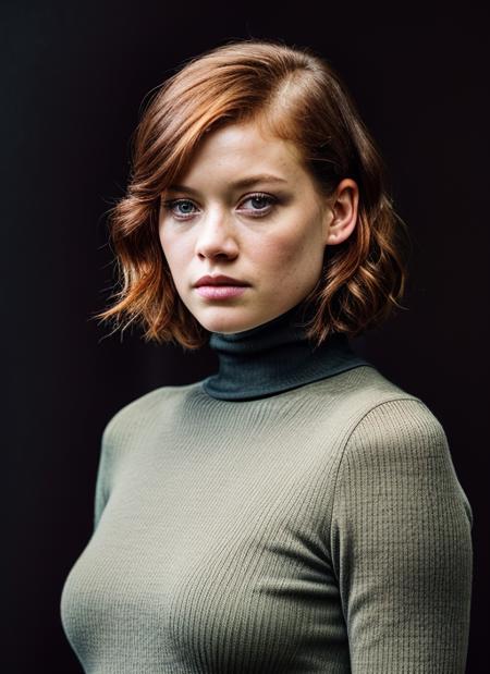 A stunning intricate full color portrait of (sks woman:1), wearing a black turtleneck, epic character composition, by ilya kuvshinov, alessio albi, nina masic, sharp focus, natural lighting, subsurface scattering, f2, 35mm, film grain, <lora:locon_janelevy_v1_from_v1_64_32:1>