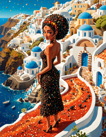 art by Victo Ngai, vibrant art, elegant, ral-spicepepper, inside a Santorini, Evil, Tinkercore, F/14, opulent, <lora:ral-spicepepper:0.9>, pure, confident, ambient light, glowing, very coherent, inspired, magical, positive emotional, magic atmosphere, luxury, complimentary colors