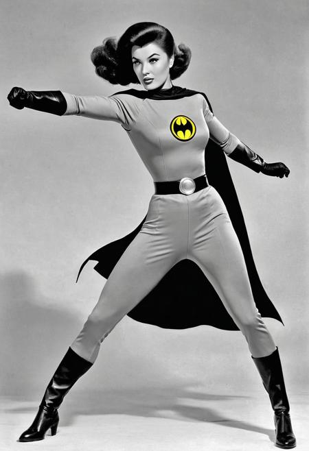 A Silver age Random Female metahuman hero In A Action pose