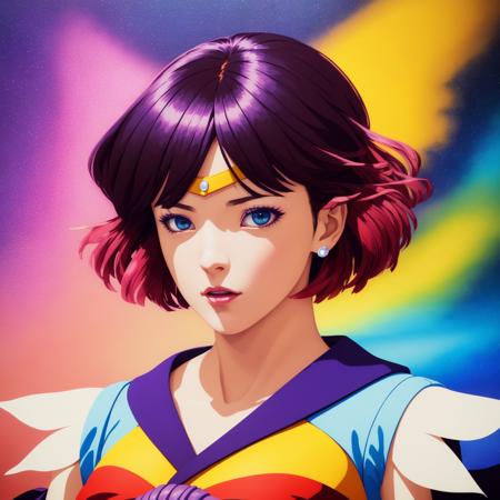 (Gorgeous Digital Artwork:1.3) of (Ultrarealistic:1.3),(Proud:1.3), (nvinkpunk,kuvshinov:1.2),dreamlikeart,samdoesart,modelshoot style, photorealistic portrait of sailor saturn, (gold tiara on her forehead),  (tiara), magical girl, short hair, purple hair, bangs, black hair, close-up, upper body, ((solo)), purple eyes, (glowing eyes:0.5), digital concept Art, glowing blue and black aura, global illumination, ray tracing ,hdr, fanart, cinematic lightning, poster of the year, award winning, sci-fi style, 8K, 3D, HD, octane rendered, (acrylic painting:1.16), soft lighting, nvinkpunk,kuvshinov,(dreamlikeart,samdoesart,modelshoot style, :1.2),CGSociety,ArtStation,(Hyperrealism:1.3),(Photorealism:1.3),(Ukiyo-E:1.3),(CMYK Colors:1.3),fantasy art by Greg Rutkowski and Alphonse Mucha, painting with Vivid color, High contrast, hyper realism, intricate detailed, intricate background, vivid colors, superrealism, creepy atmospheric, lighting contest  <lora:SailorSaturnV1:1>