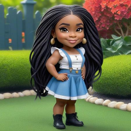 a funny black female dwarf lady witney 
Houston  caricatured, full length, , shorty, haze filter, braided long hair, on garden background, masterpiece, dynamic spectrum lighting, high detail, amazing quality, saturated, light in contrast, ultra highly detailed, ultra hd, realistic, vivid colors, highly detailed, pen and ink, perfect composition, beautiful detailed intricate insanely detailed octane render trending on artstation